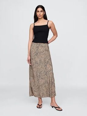 GAP Crepe Leopard Slip Skirt